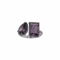 Intricate Sparkle Amethyst Cubic Zirconia Ring with Hematite Plating SZ 9