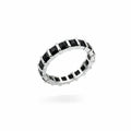 Bomb Party Black Onyx Cubic Zirconia Rhodium Plated Ring SZ 10
