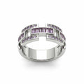 Bomb Party Rhodium Plated Ring with Rose Quartz Cubic Zirconia SZ 8