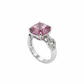 Bomb Party Boundless Loop Rose Quartz Cubic Zirconia Ring w/ Rhodium Plating 8