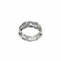 Bomb Party Rhodium Plated Chain Link Ring w/ Aquamarine Cubic Zirconia SZ 9