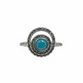 Bomb Party Silver Ring with Turquoise and Black Stones