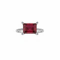 Bomb Party Lab-Created Gemstone Ring w/ Red Center Stone and Silver Band SZ 9