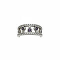 Bomb Party Silver Tone Ring with Purple Lab-Created Stones SZ 6