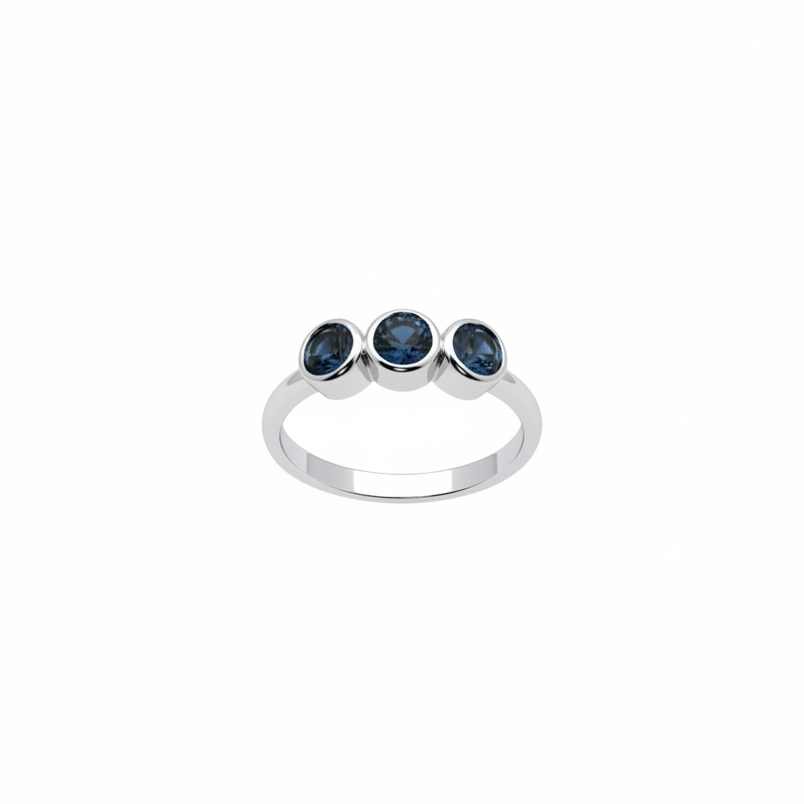 Bomb Party Silver Ring with Three Blue Lab-Created Stones SZ 7