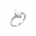 Bomb Party Silver Tone Ring with White Marquise Stone and Clear Accents SZ 10