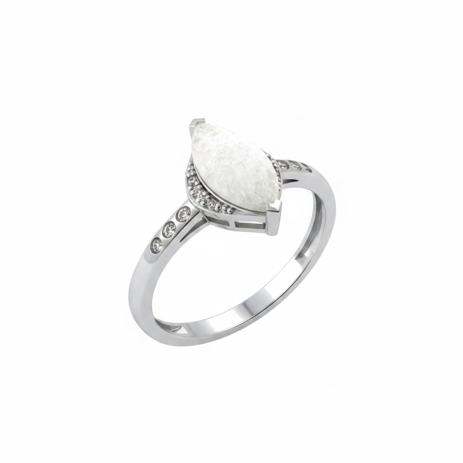 Bomb Party Silver Tone Ring with White Marquise Stone and Clear Accents SZ 10