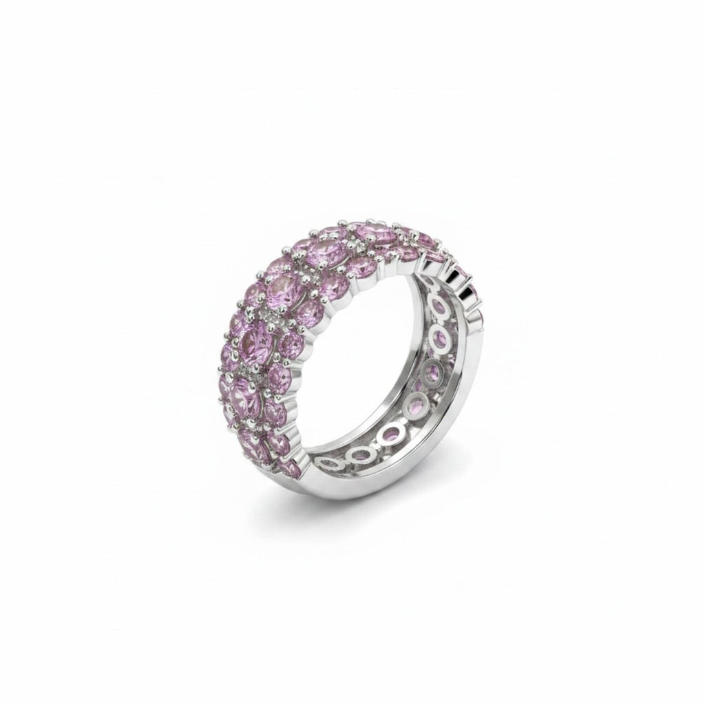 Bomb Party Pink Gemstone Silver Band Ring