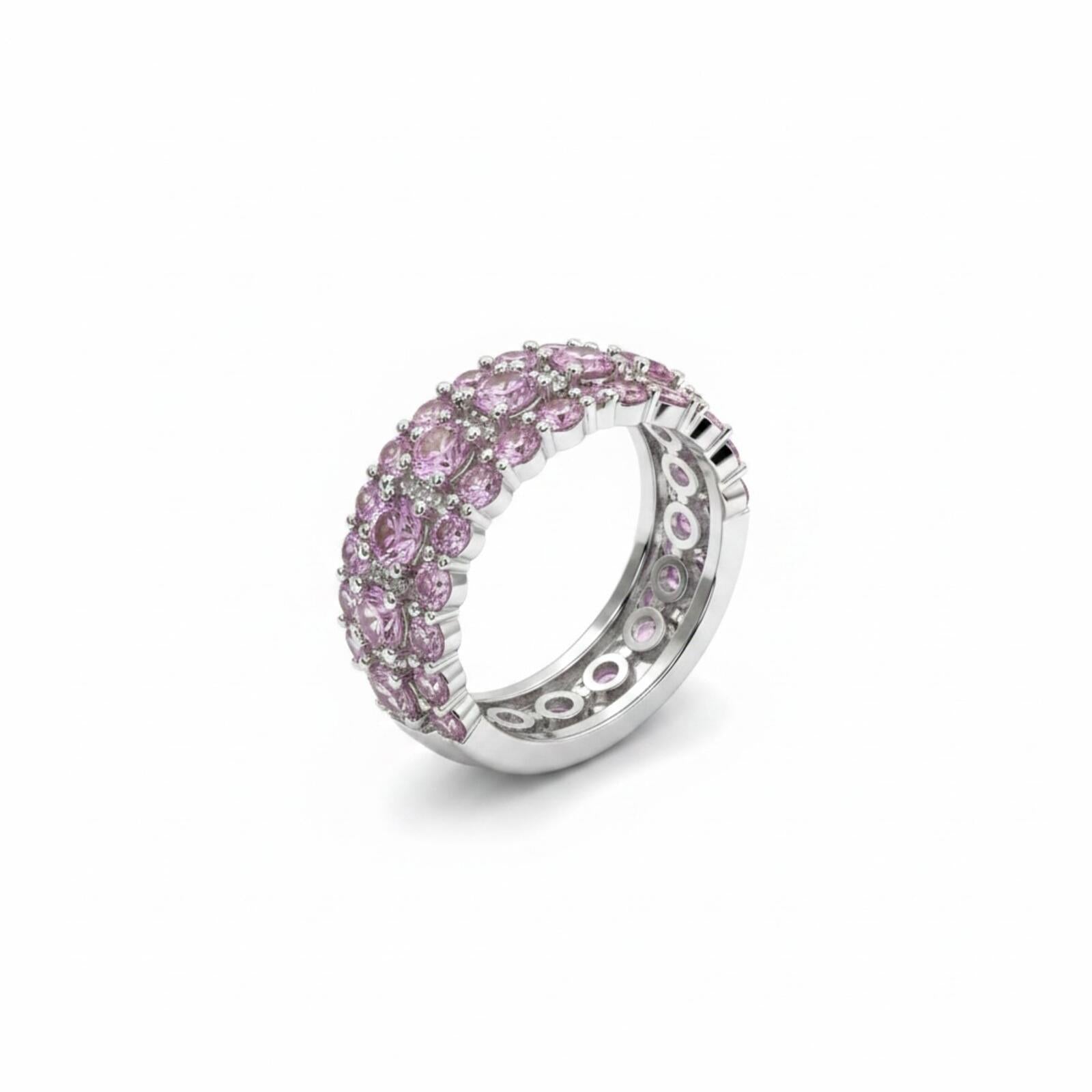 Bomb Party Pink Gemstone Silver Band Ring
