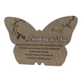 Butterfly Shaped Wooden Wall Plaque with Inspirational Quote - "Thinking of You"