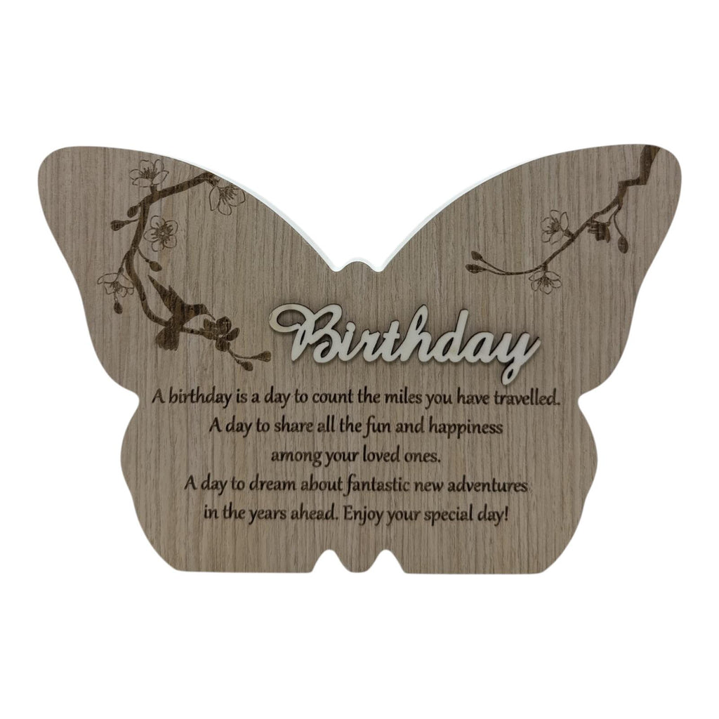 Butterfly Shaped Wooden Birthday Plaque Wall Decor