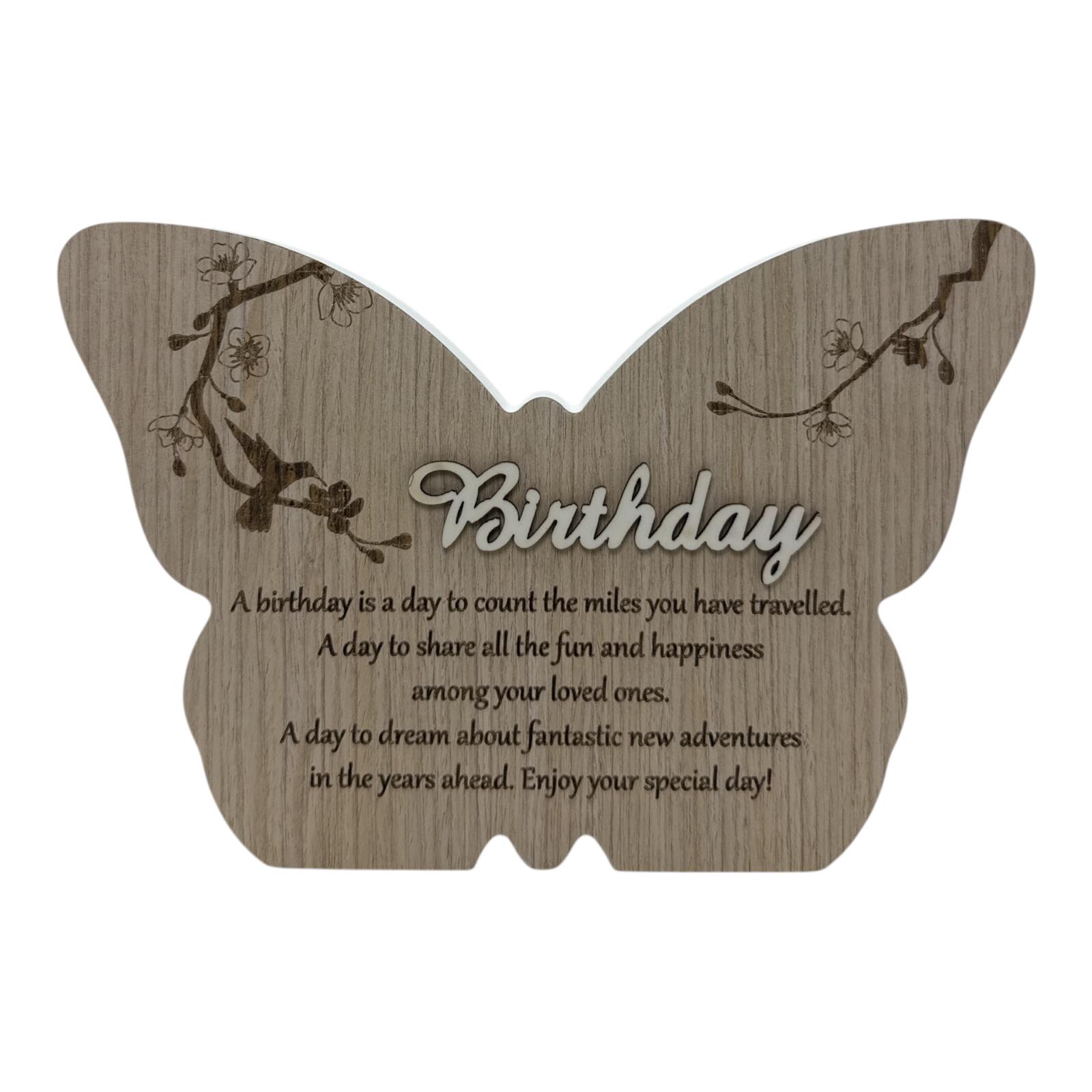 Butterfly Shaped Wooden Birthday Plaque Wall Decor
