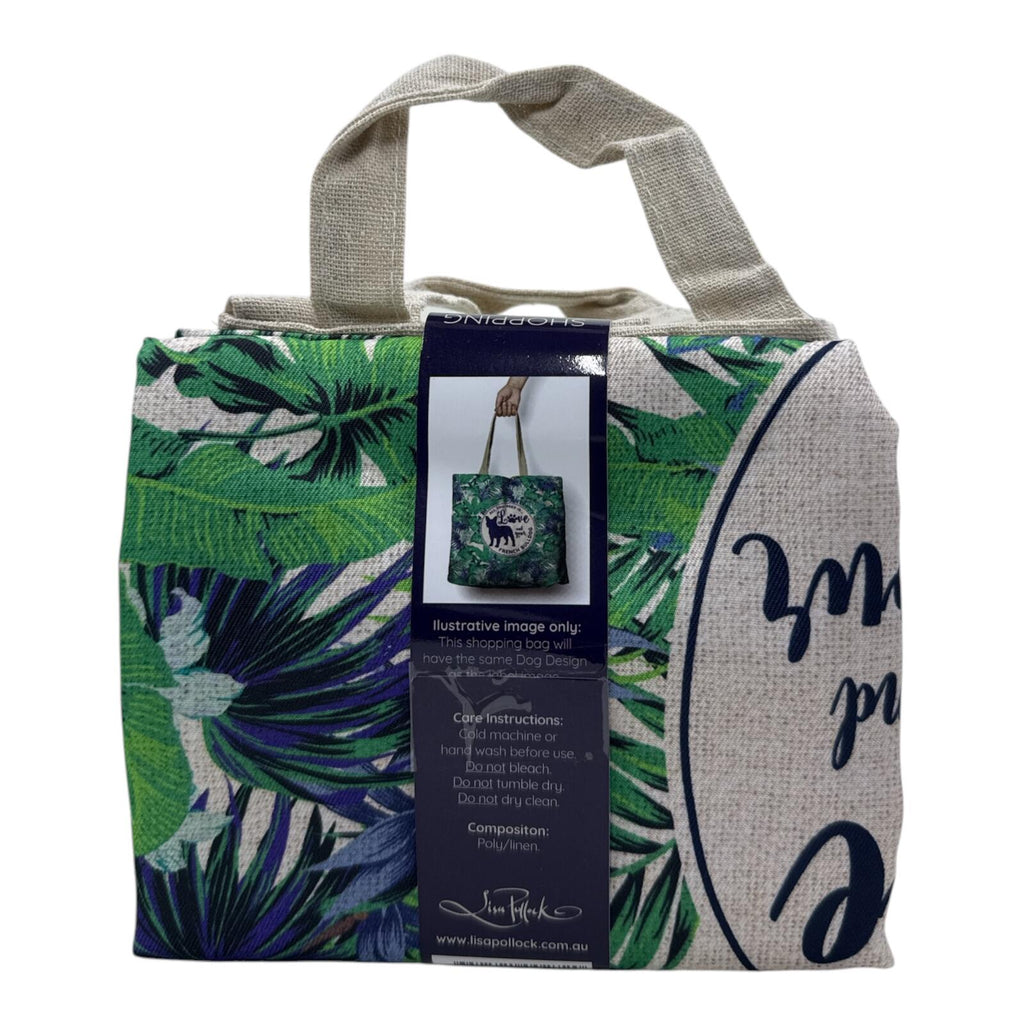 Lisa Pollock Tropical Leaf Tote Bag with Shih Tzu Design