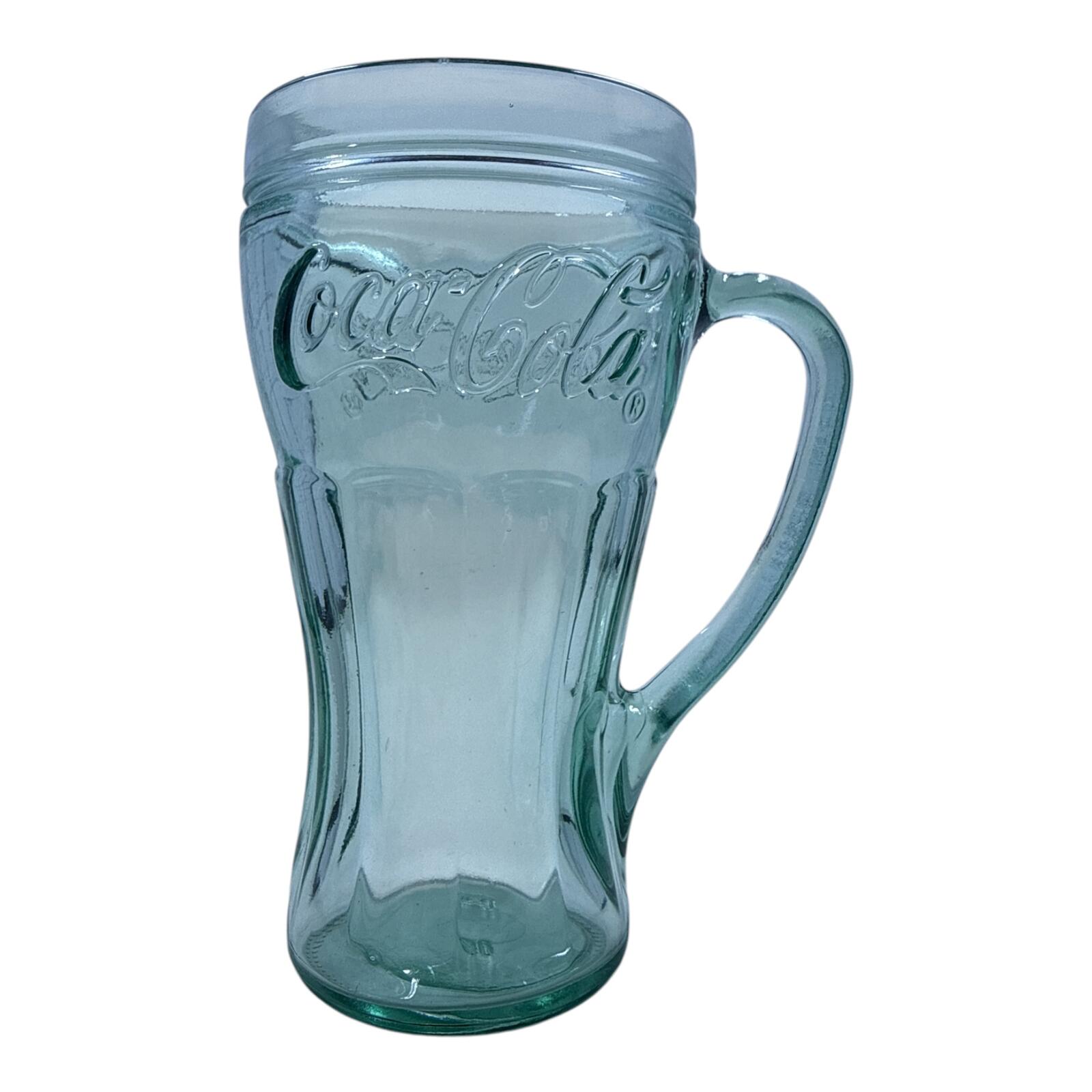 Vintage Coca-Cola Embossed Glass Mug with Handle