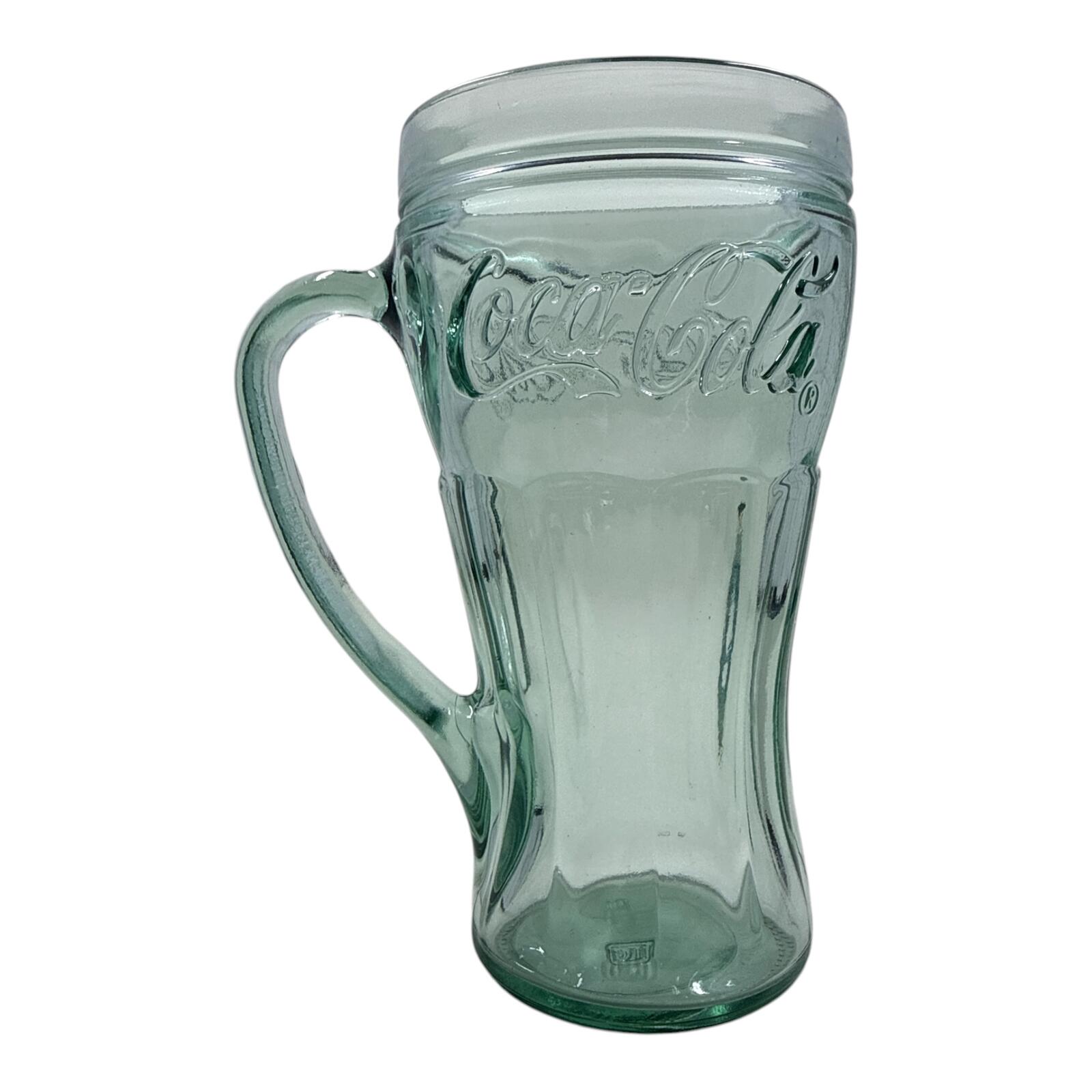 Vintage Coca-Cola Embossed Glass Mug with Handle