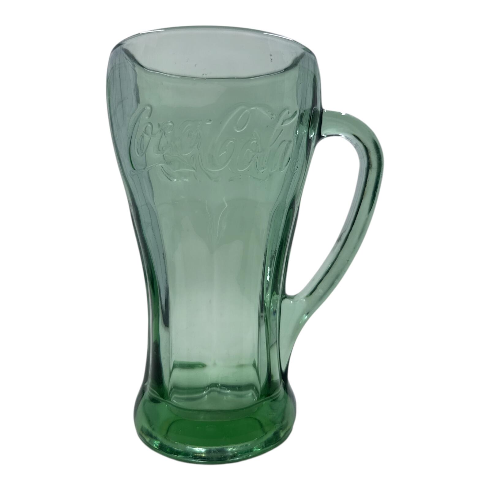 Vintage Coca-Cola Green Glass Mug with Handle