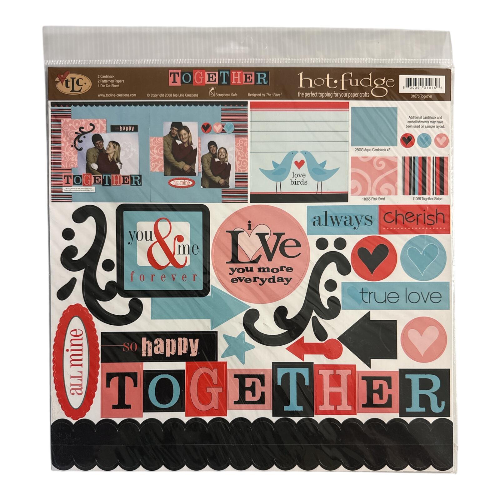 TLC 2008 Hot Fudge "Together" Scrapbook Paper Embellishments Pack