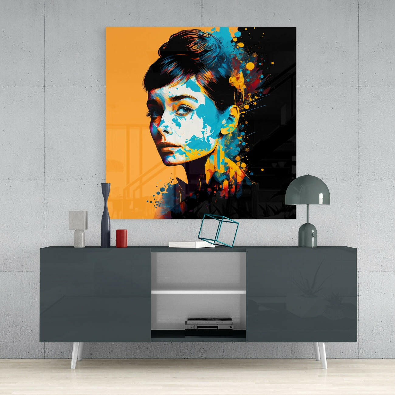 Audrey Hepburn Glass Wall Art  || Designers Collection