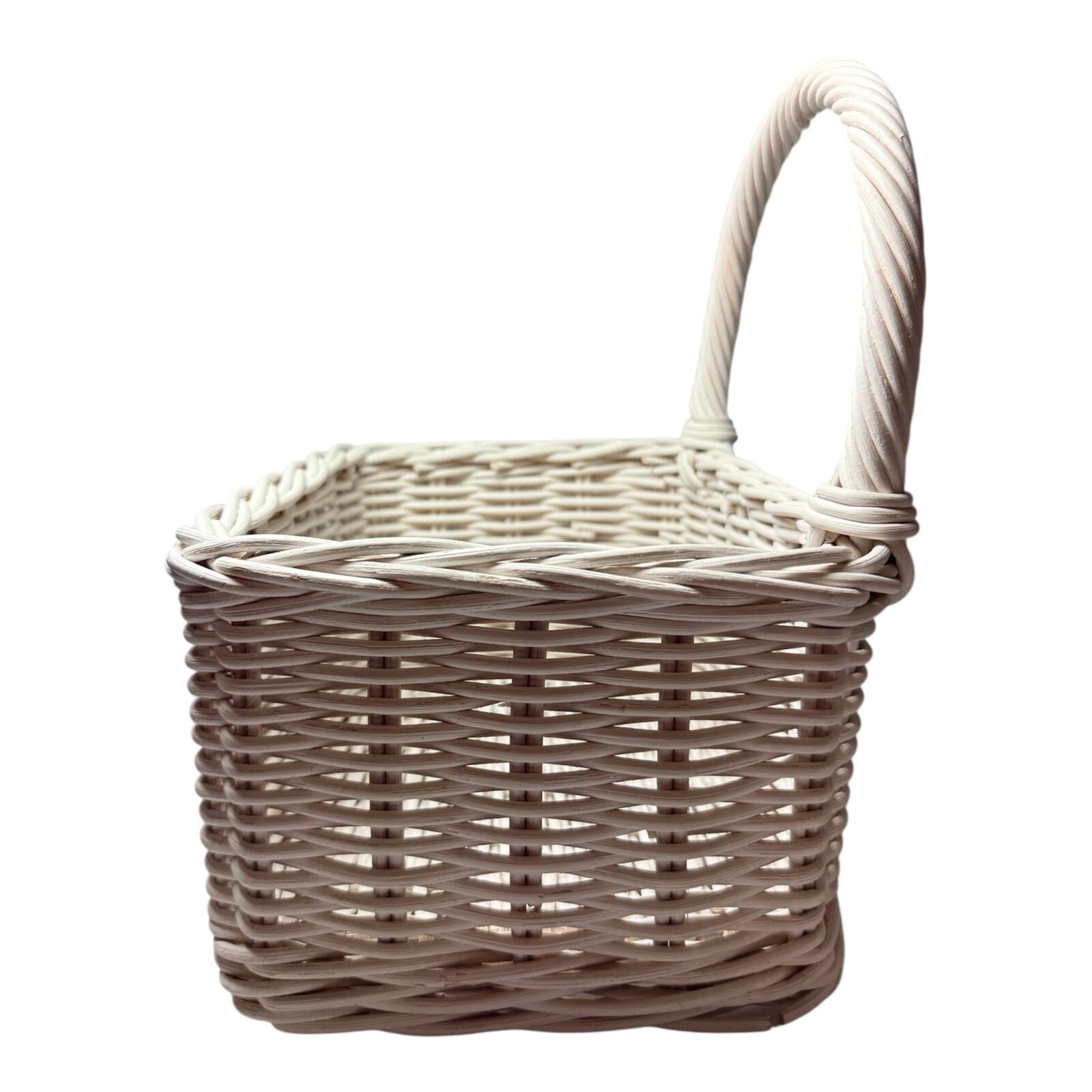 Woven Rectangular Basket with Handle - Cream