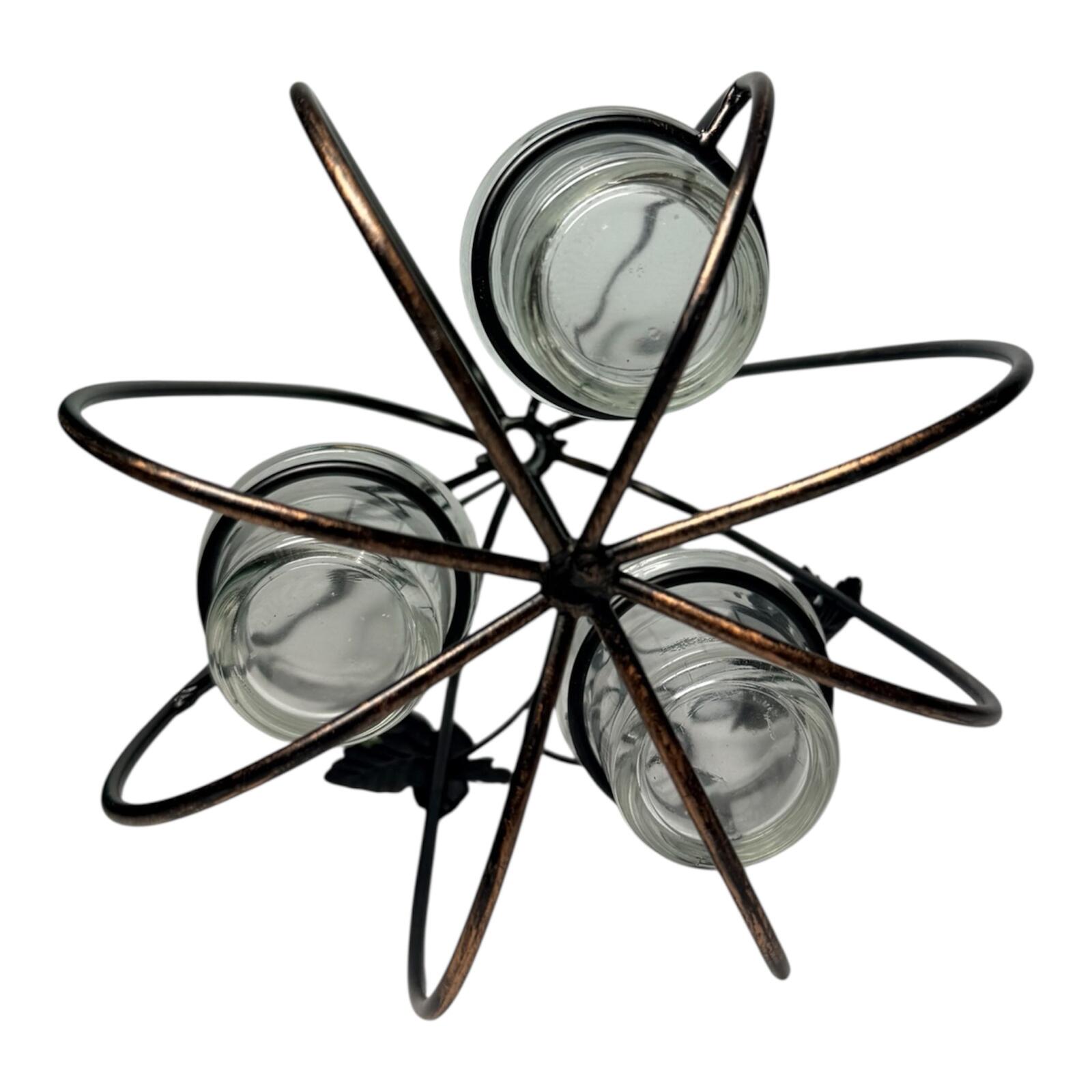 Vintage Metal Pumpkin-Shaped Candle Holder with Glass Votives