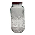 Vintage Embossed Glass Jar with Floral Metal Lid
